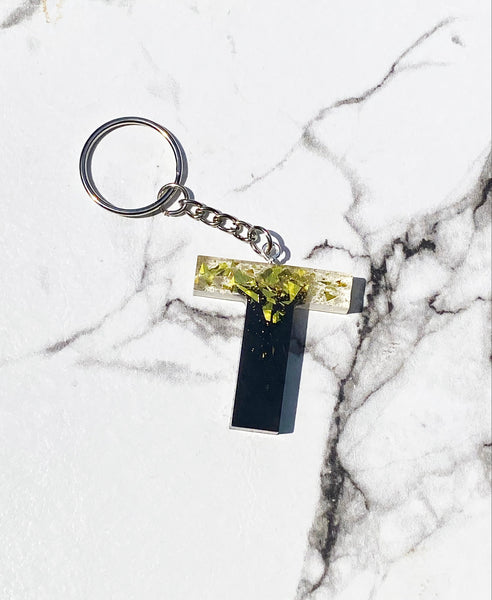 Glitter Two-Tone Letter | Keychain